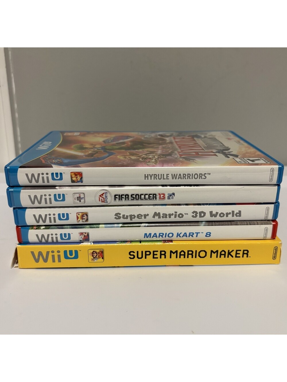 Nintendo Wii U Lot of 5 Video Games: Super Mario, FIFA Soccer 13, Mario Kart 8